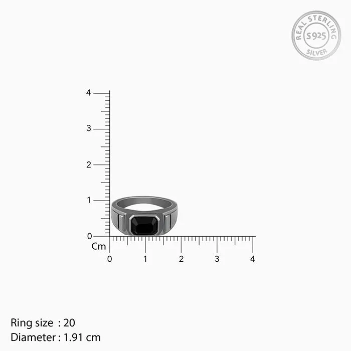 Black Rhodium Observant Ring For Him Giva