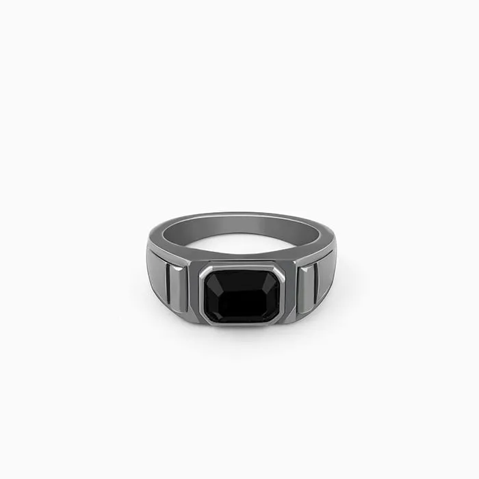 Black Rhodium Observant Ring For Him Giva