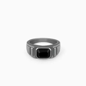 Black Rhodium Observant Ring For Him Giva