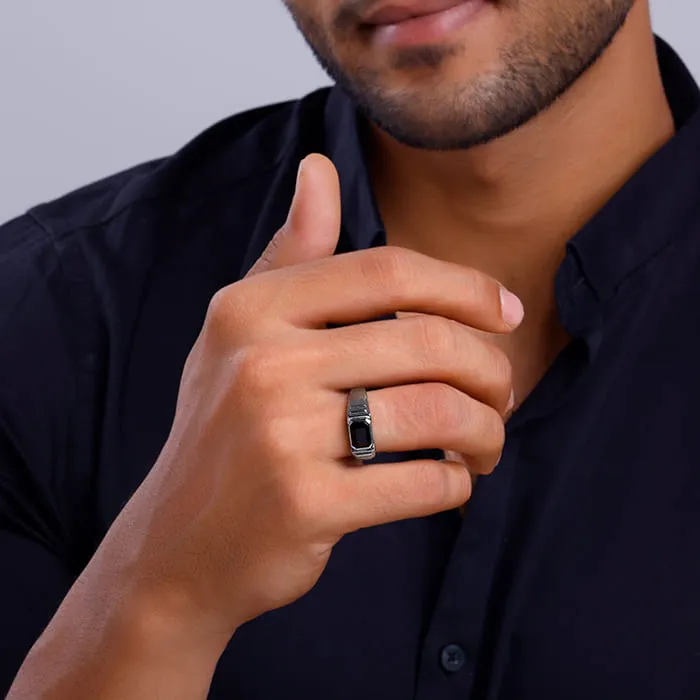 Black Rhodium Observant Ring For Him Giva
