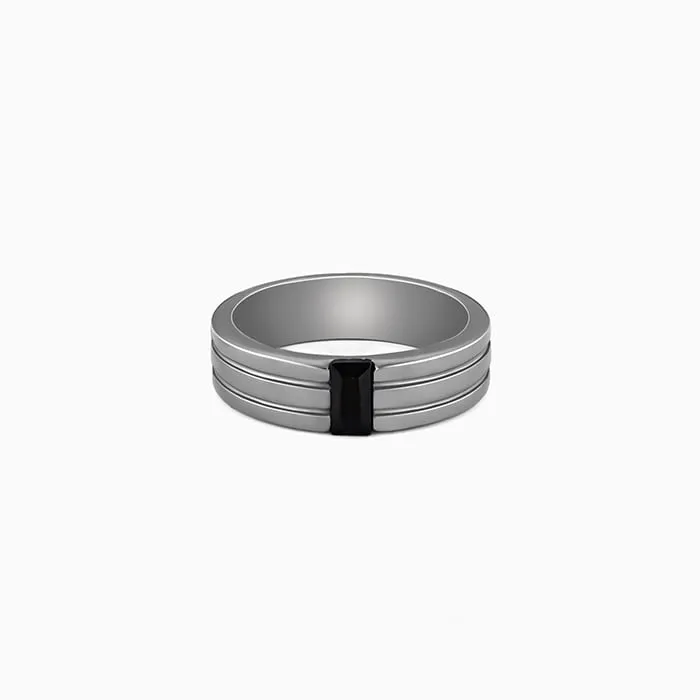Black Rhodium Rectangular Ring For Him Giva