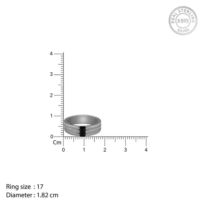 Black Rhodium Rectangular Ring For Him Giva