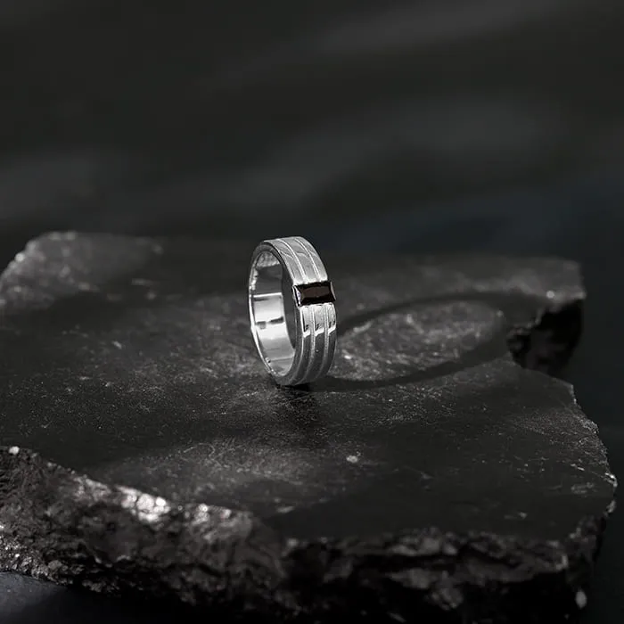 Black Rhodium Rectangular Ring For Him Giva