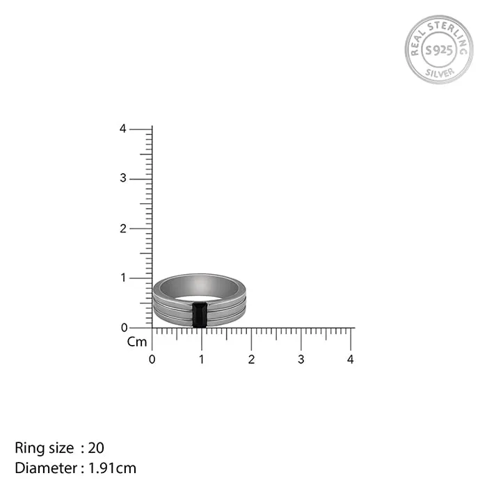 Black Rhodium Rectangular Ring For Him Giva