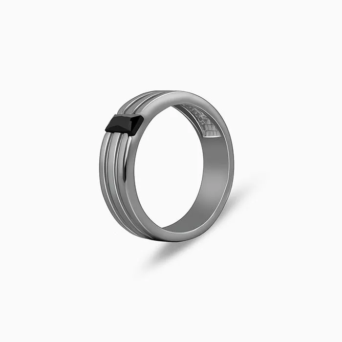 Black Rhodium Rectangular Ring For Him Giva