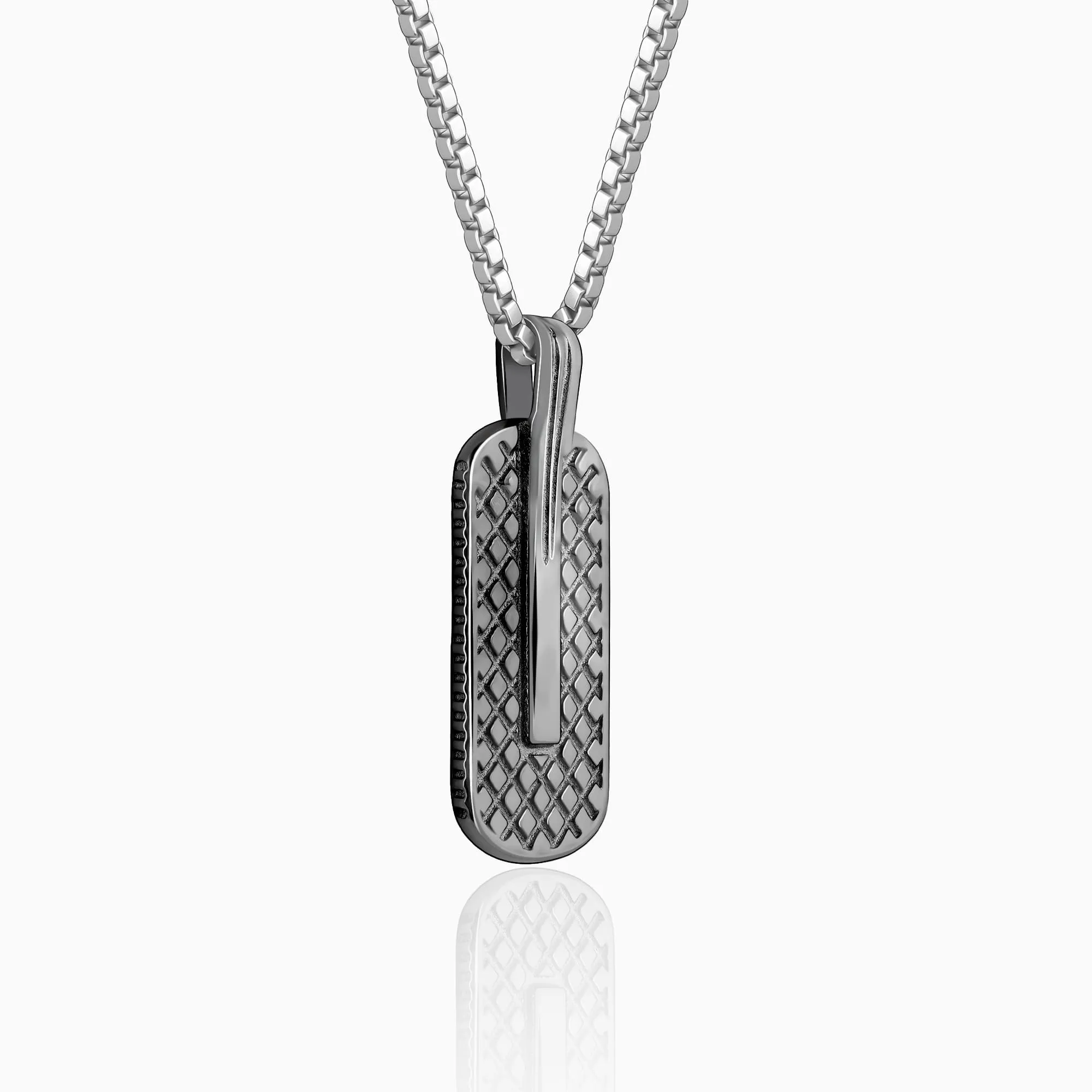 Black Rhodium Rodeo Pendant With Box Chain For Him Giva