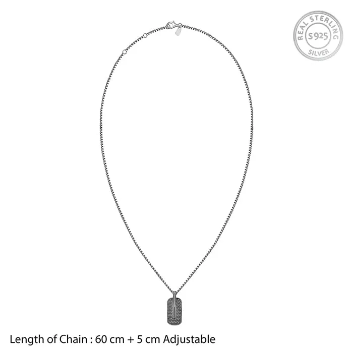 Black Rhodium Rodeo Pendant With Box Chain For Him Giva
