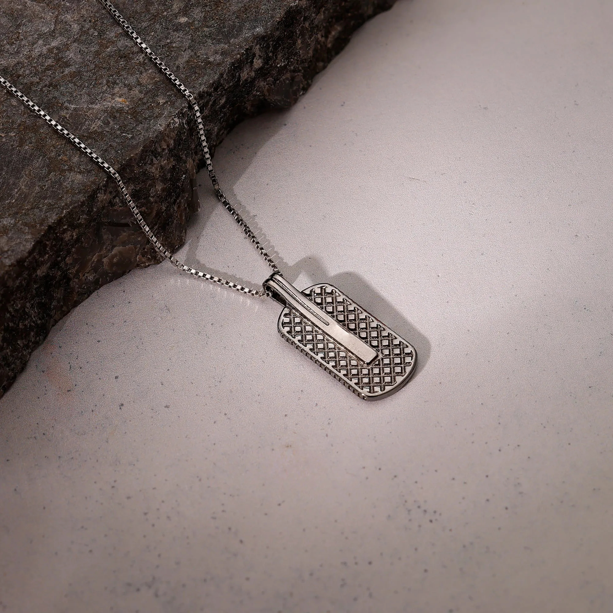 Black Rhodium Rodeo Pendant With Box Chain For Him Giva