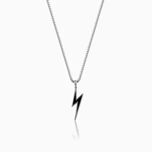Black Rhodium Thunder Pendant With Box Chain For Him Giva