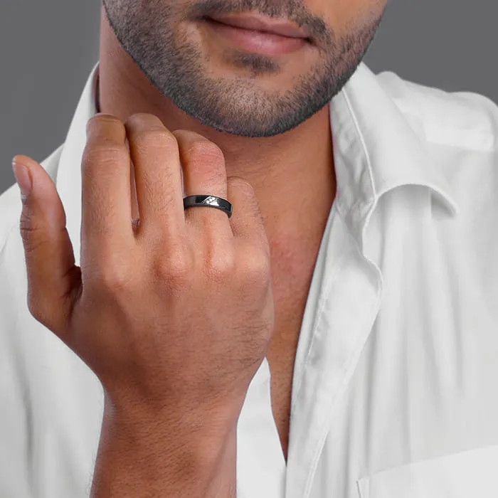 Black Rhodium Zirconia Band For Him Giva
