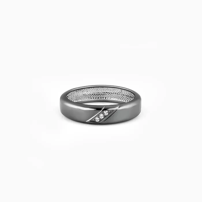 Black Rhodium Zirconia Band For Him Giva