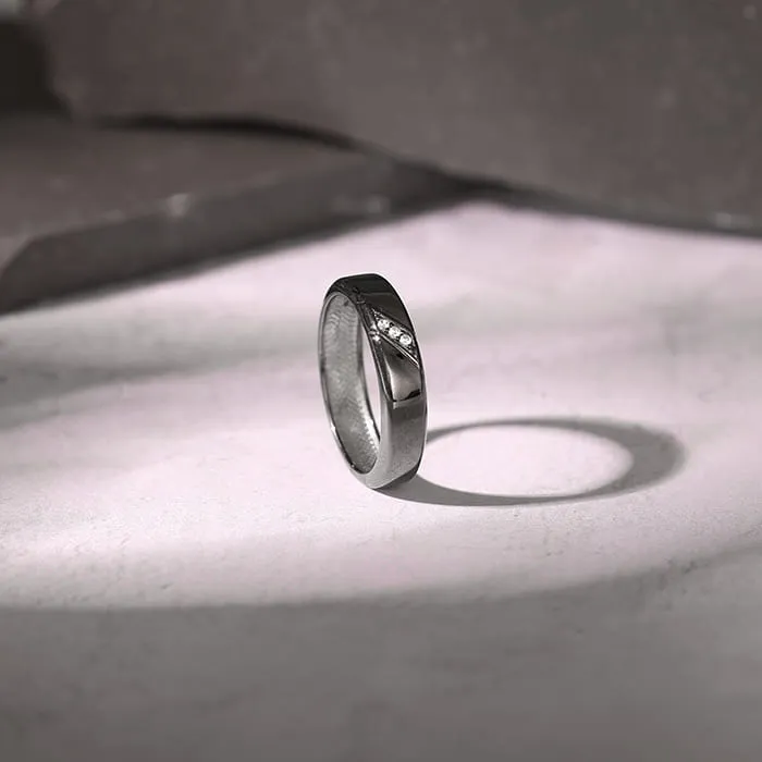 Black Rhodium Zirconia Band For Him Giva