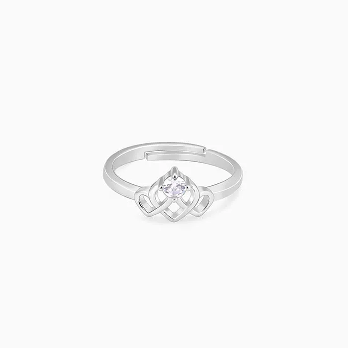 Chahat's Silver Crowning Heart Ring Giva