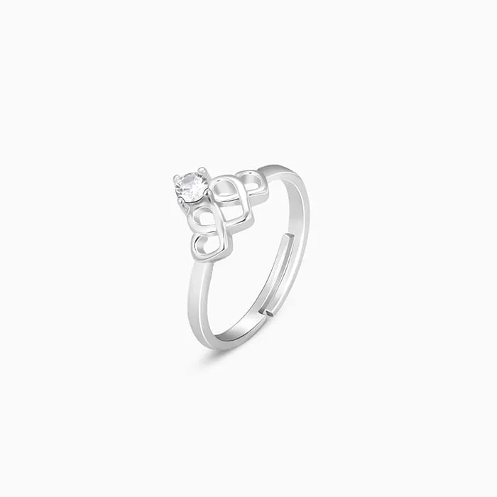 Chahat's Silver Crowning Heart Ring Giva