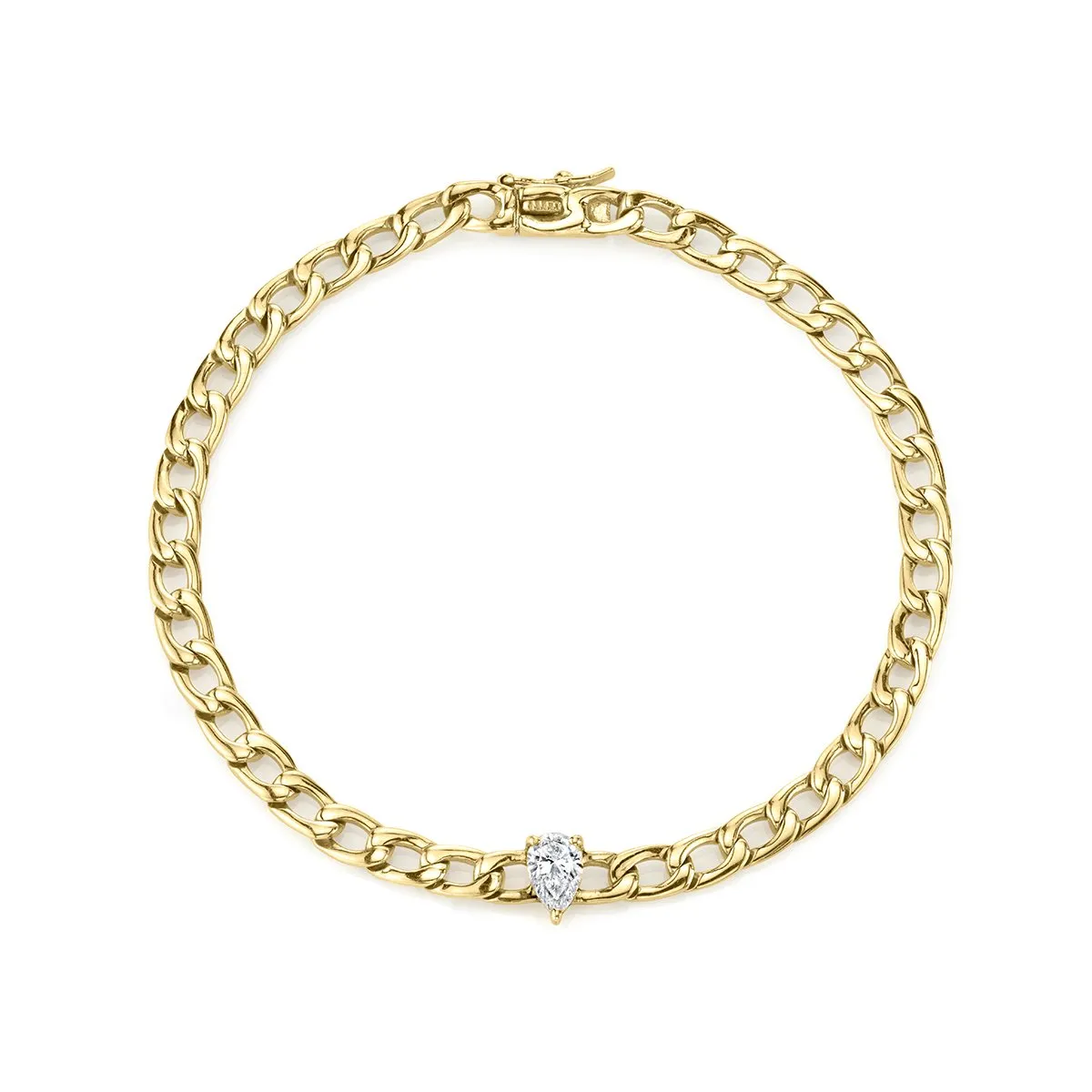 CHAIN BRACELET WITH PEAR DIAMOND CENTER Anita Ko