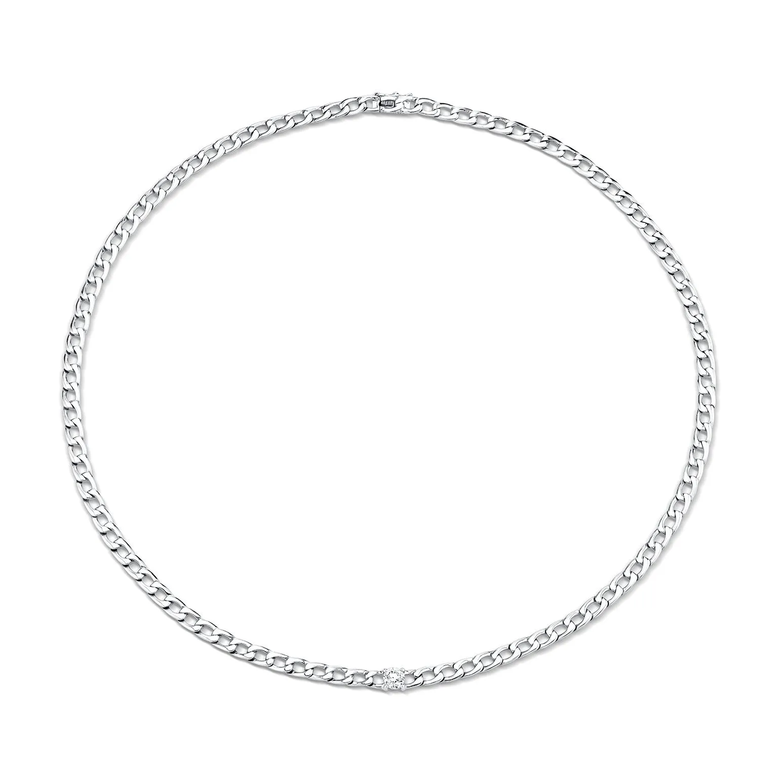 CHAIN LINK CHOKER WITH ROUND DIAMOND CENTER Anita Ko