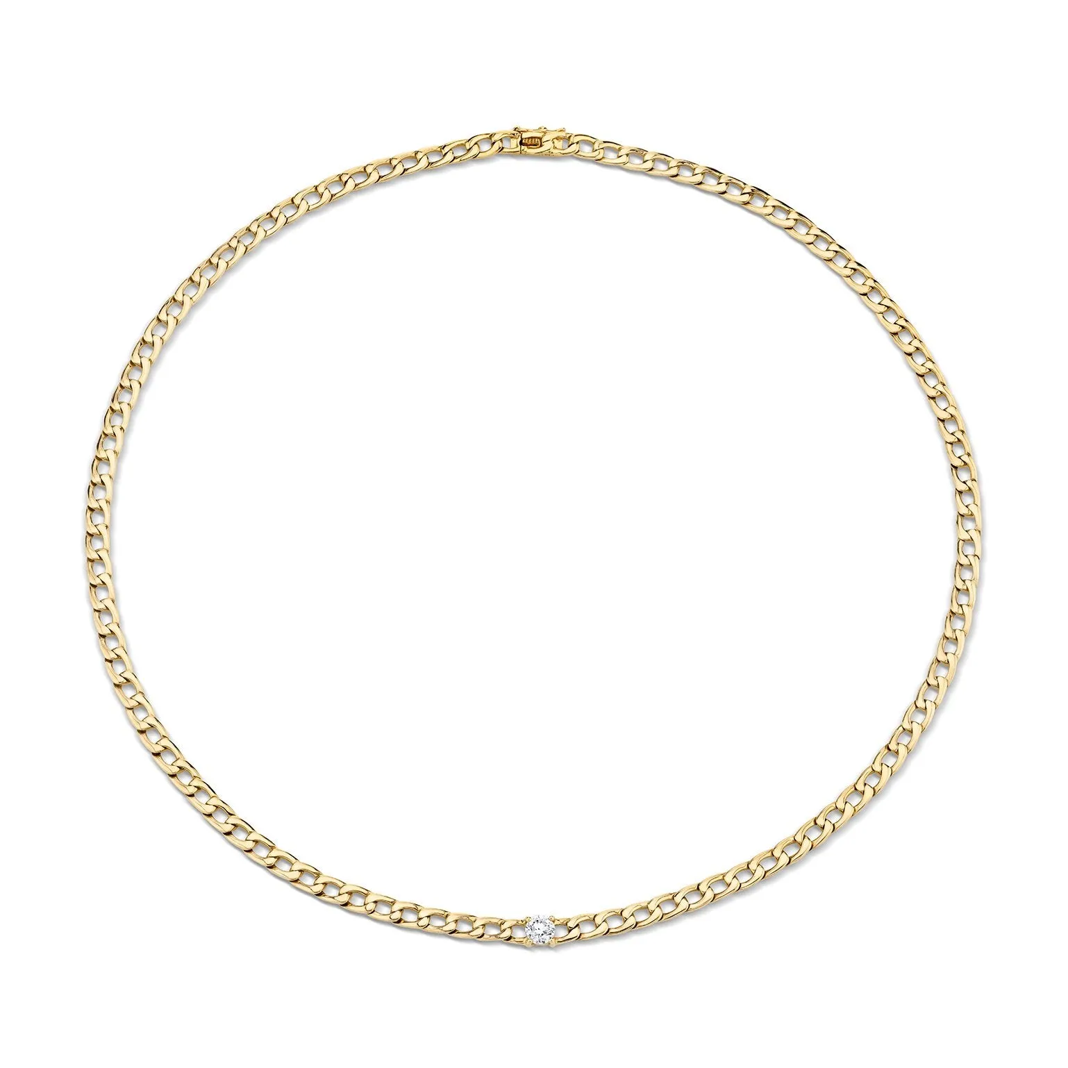 CHAIN LINK CHOKER WITH ROUND DIAMOND CENTER Anita Ko