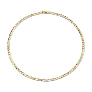 CHAIN LINK CHOKER WITH ROUND DIAMOND CENTER Anita Ko