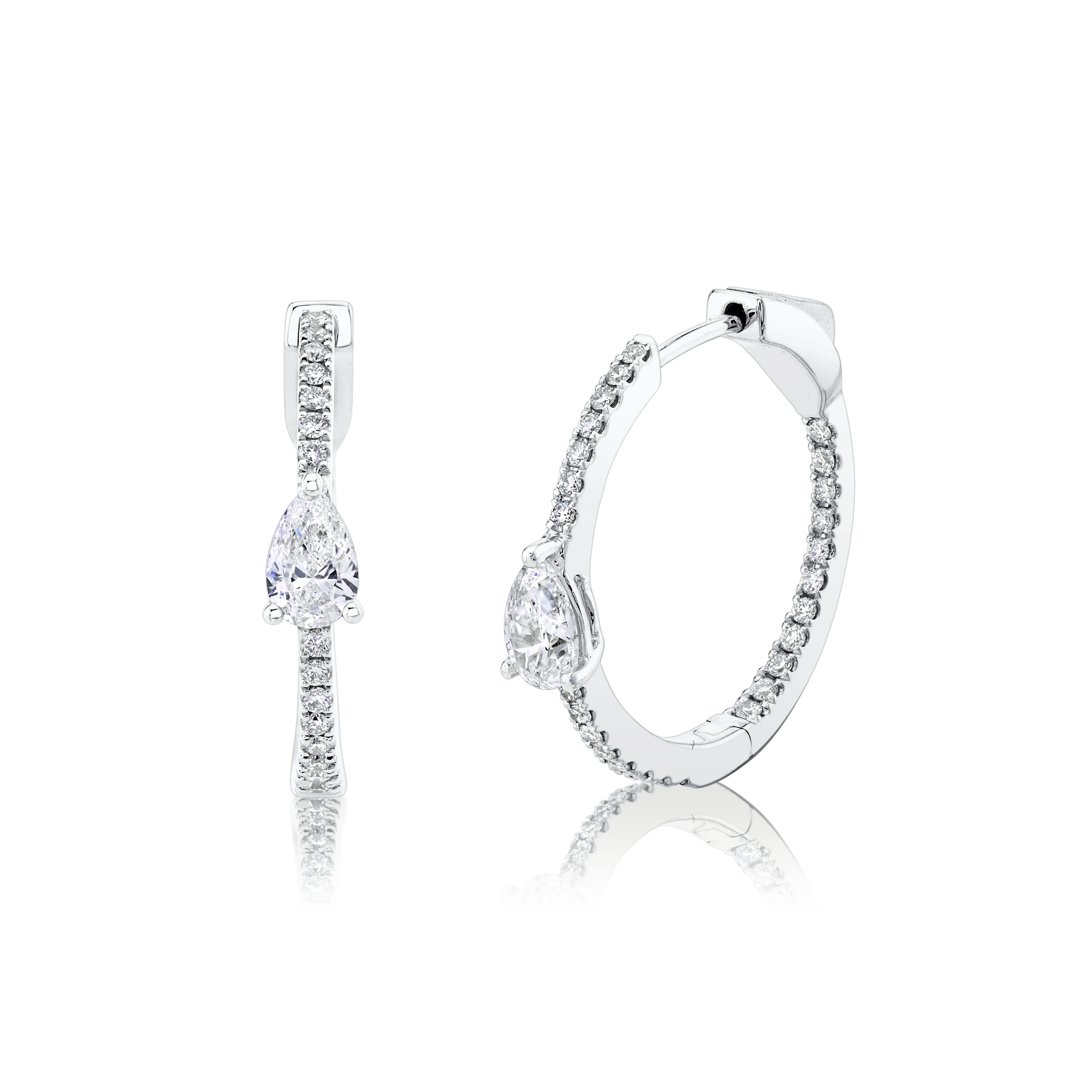 CLASSIC MEDIUM DIAMOND HOOPS WITH PEAR DIAMOND CENTER Anita Ko