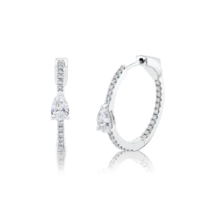 CLASSIC MEDIUM DIAMOND HOOPS WITH PEAR DIAMOND CENTER Anita Ko