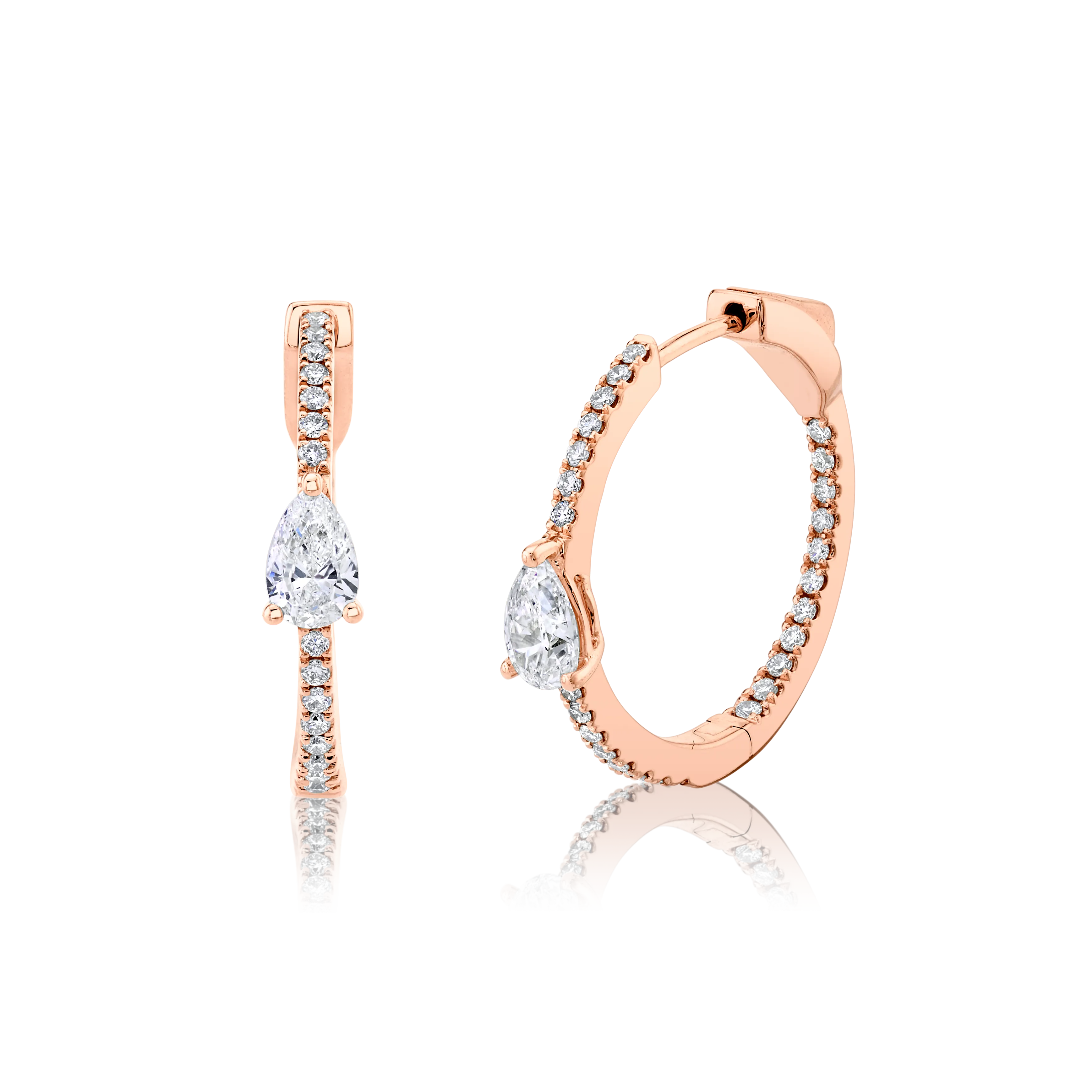 CLASSIC MEDIUM DIAMOND HOOPS WITH PEAR DIAMOND CENTER Anita Ko