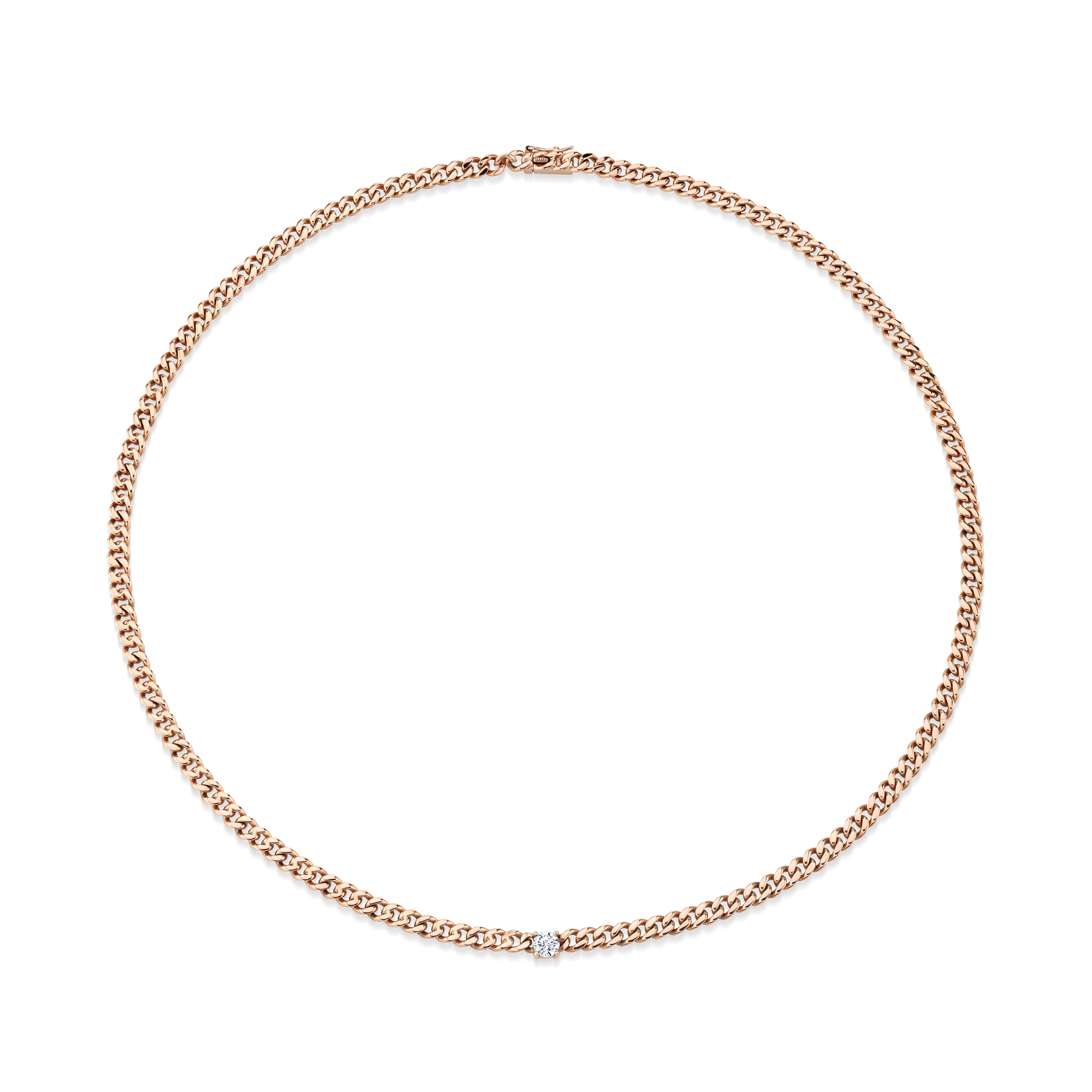 CUBAN LINK NECKLACE WITH ROUND DIAMOND CENTER Anita Ko