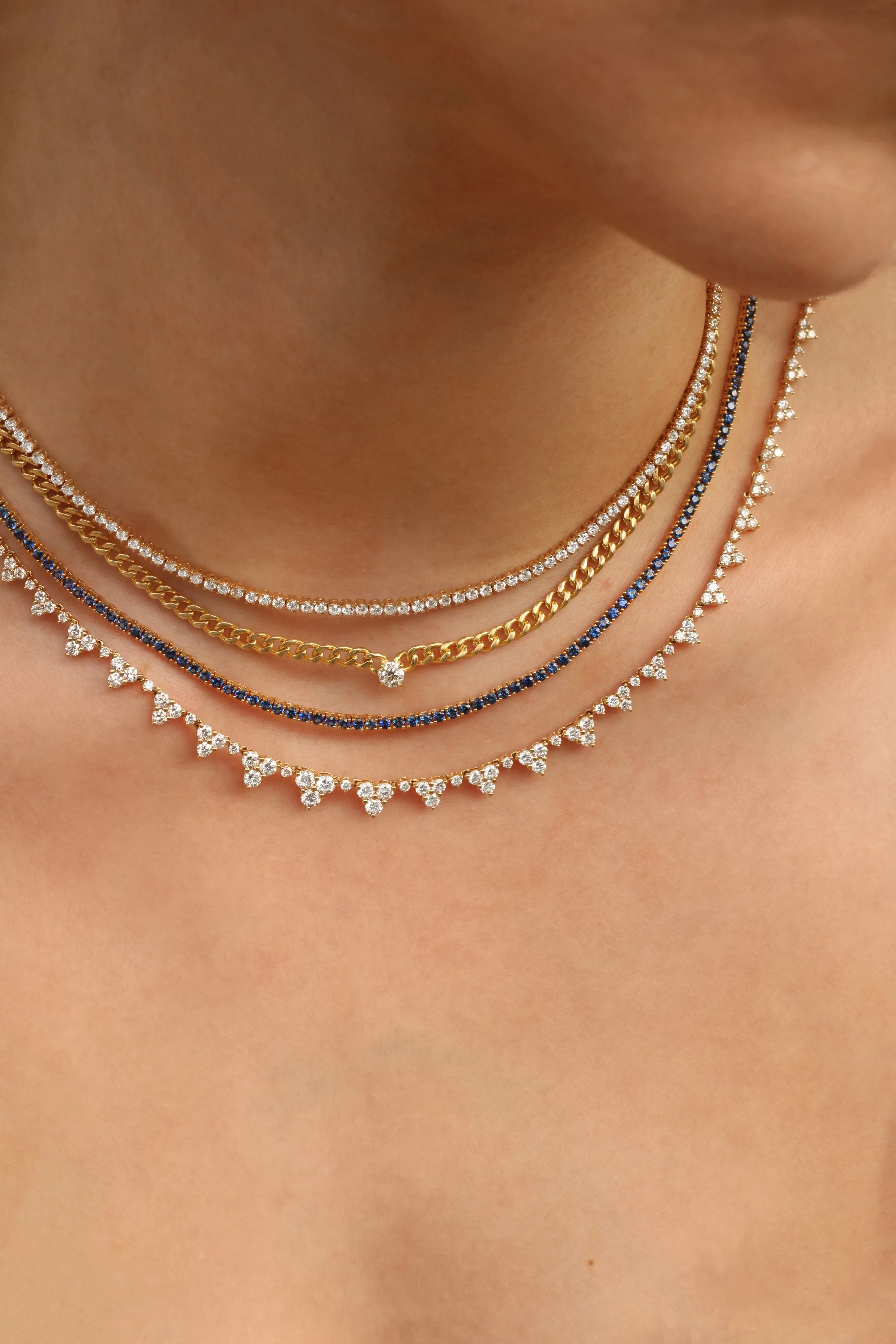 CUBAN LINK NECKLACE WITH ROUND DIAMOND CENTER Anita Ko