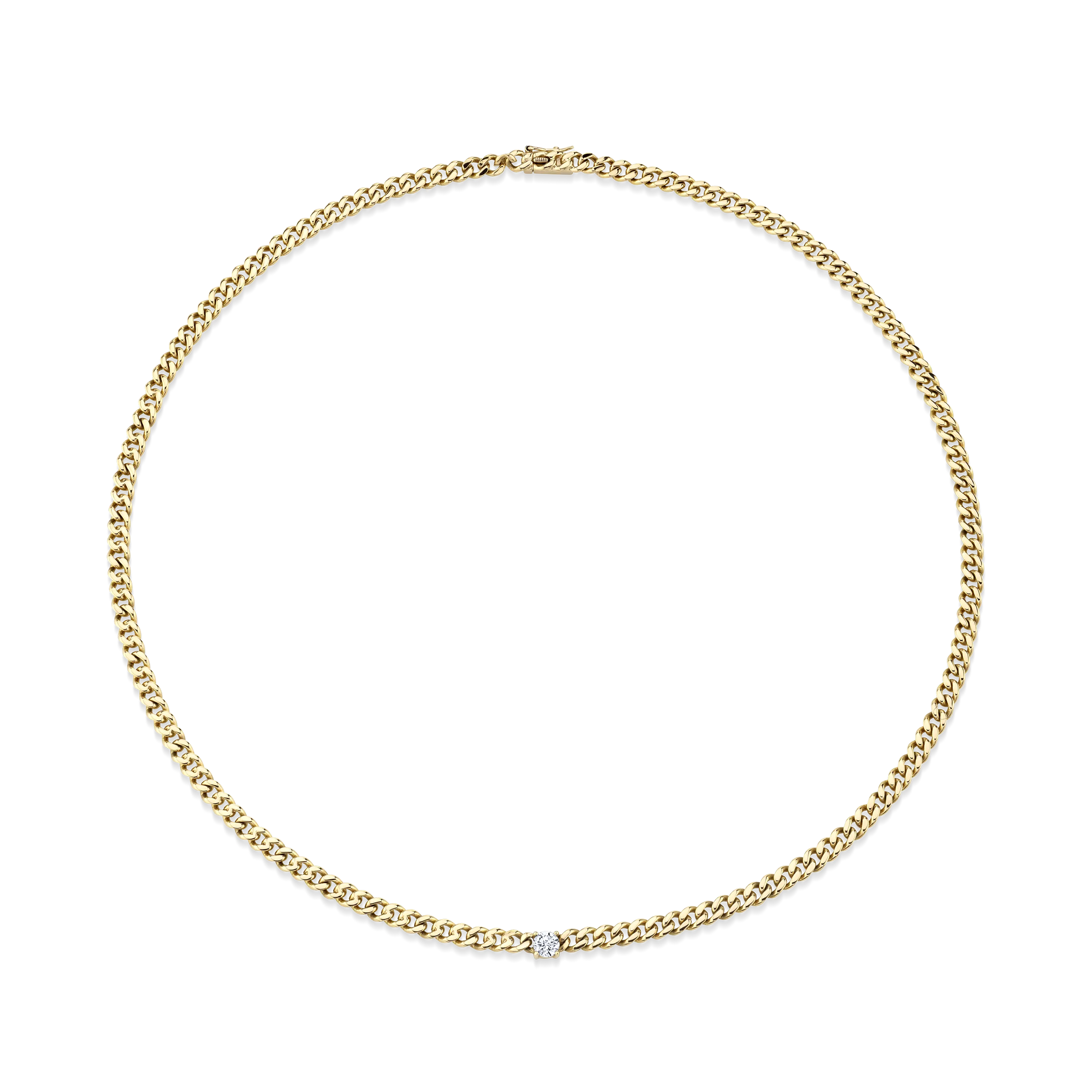 CUBAN LINK NECKLACE WITH ROUND DIAMOND CENTER Anita Ko