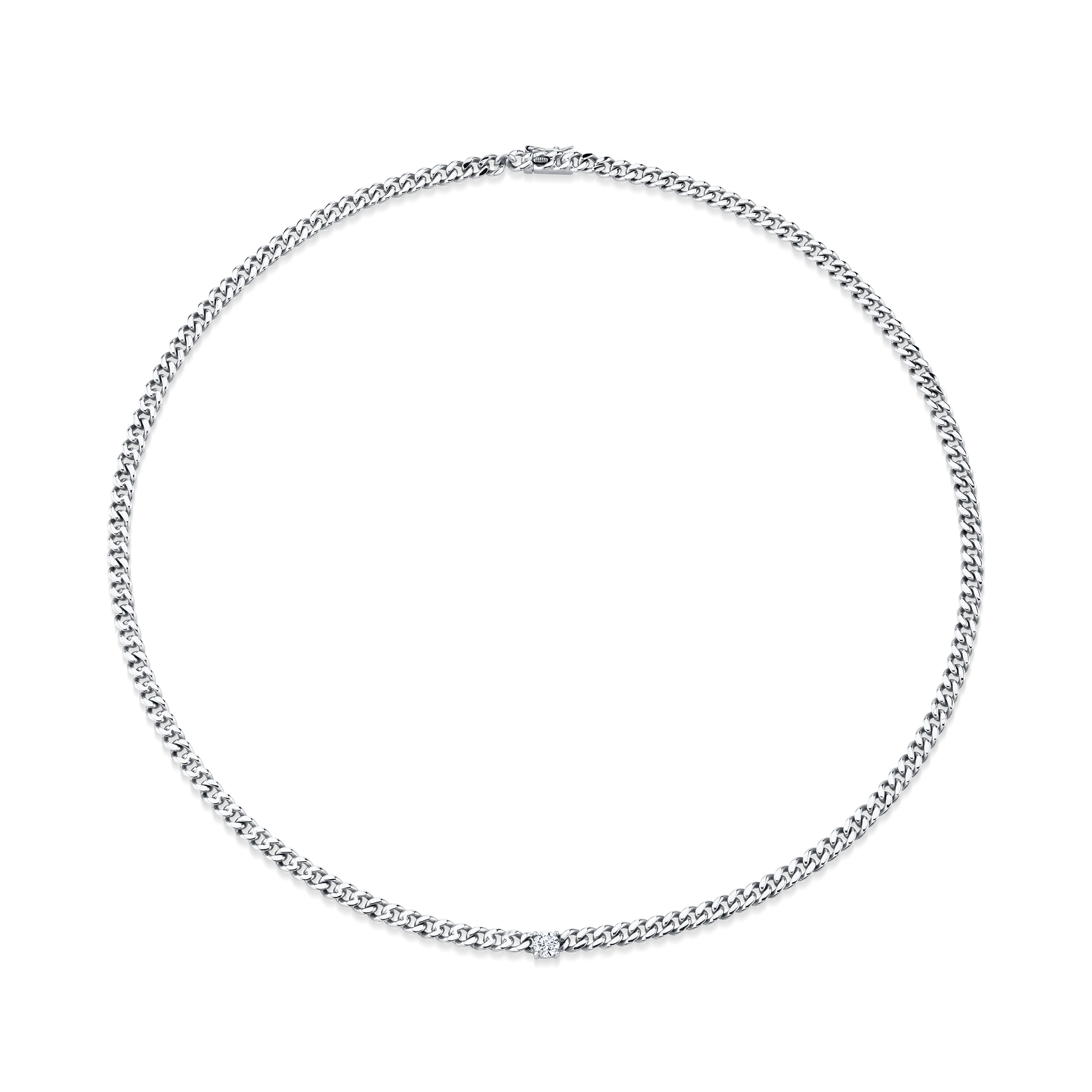 CUBAN LINK NECKLACE WITH ROUND DIAMOND CENTER Anita Ko