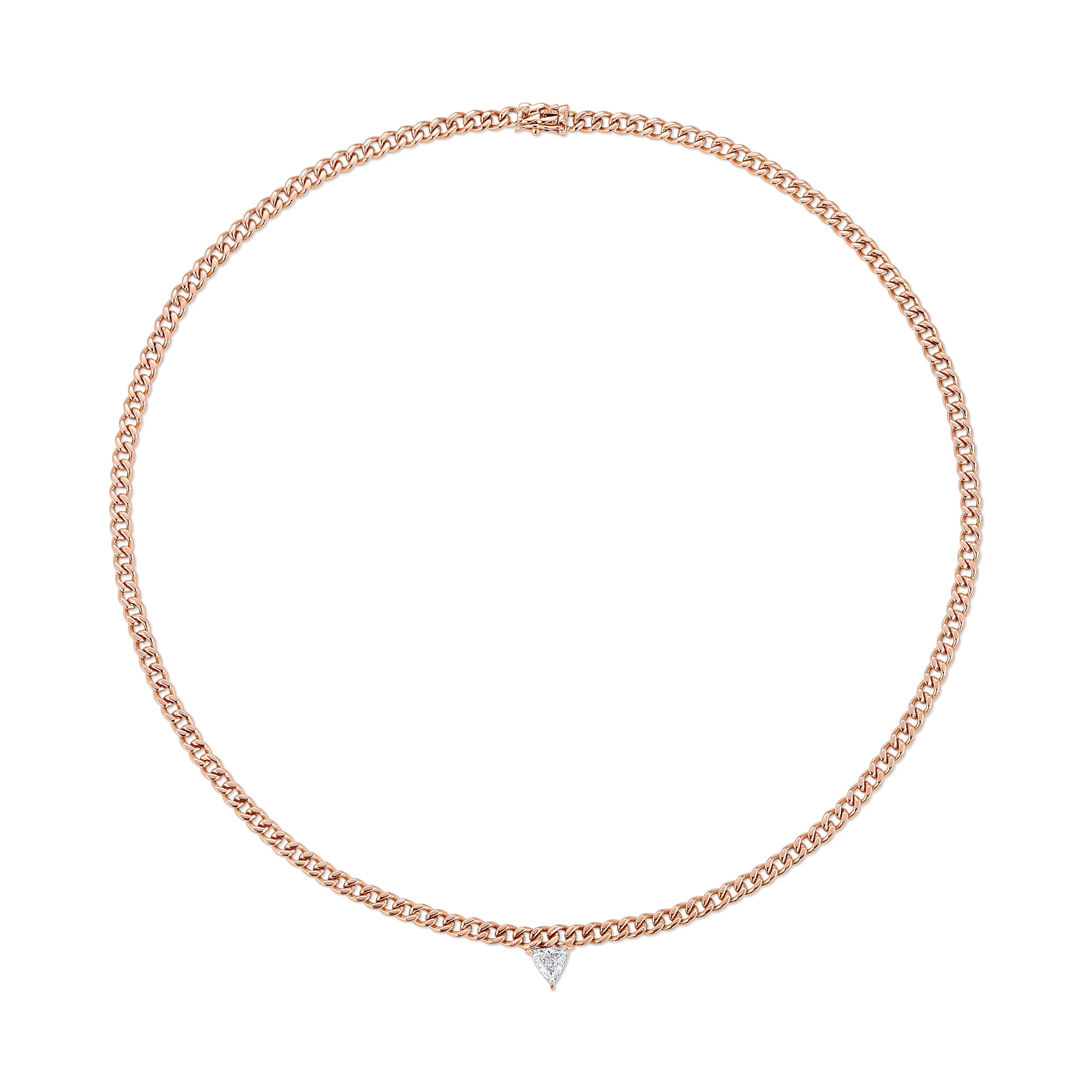 CUBAN LINK NECKLACE WITH TRILLION DIAMOND CENTER Anita Ko