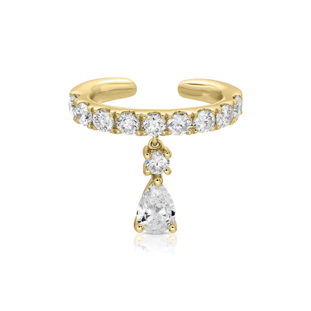 DAPHNE EAR CUFF WITH PEAR DIAMOND DROP Anita Ko