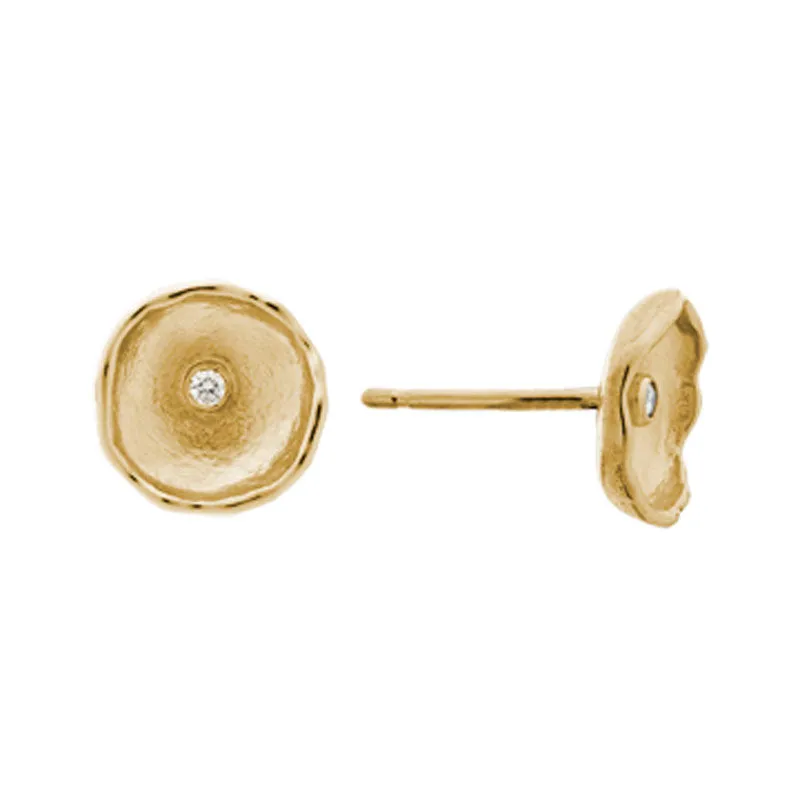 Diamond 14K Yellow Gold Concave Stud Earrings Croghans