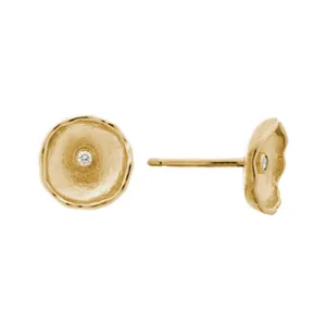 Diamond 14K Yellow Gold Concave Stud Earrings Croghans