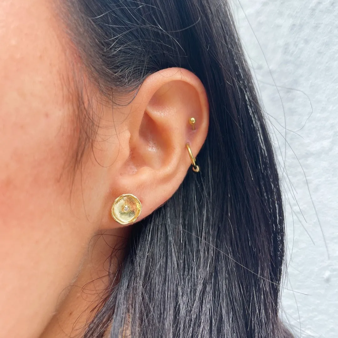 Diamond 14K Yellow Gold Concave Stud Earrings Croghans
