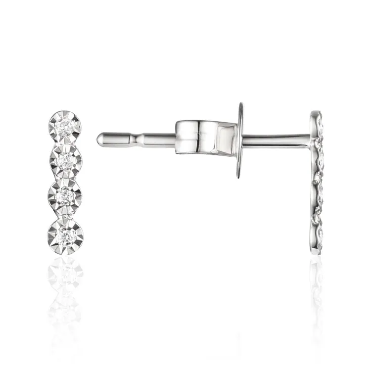 Diamond Bar 14K White Gold Stud Earrings Croghans