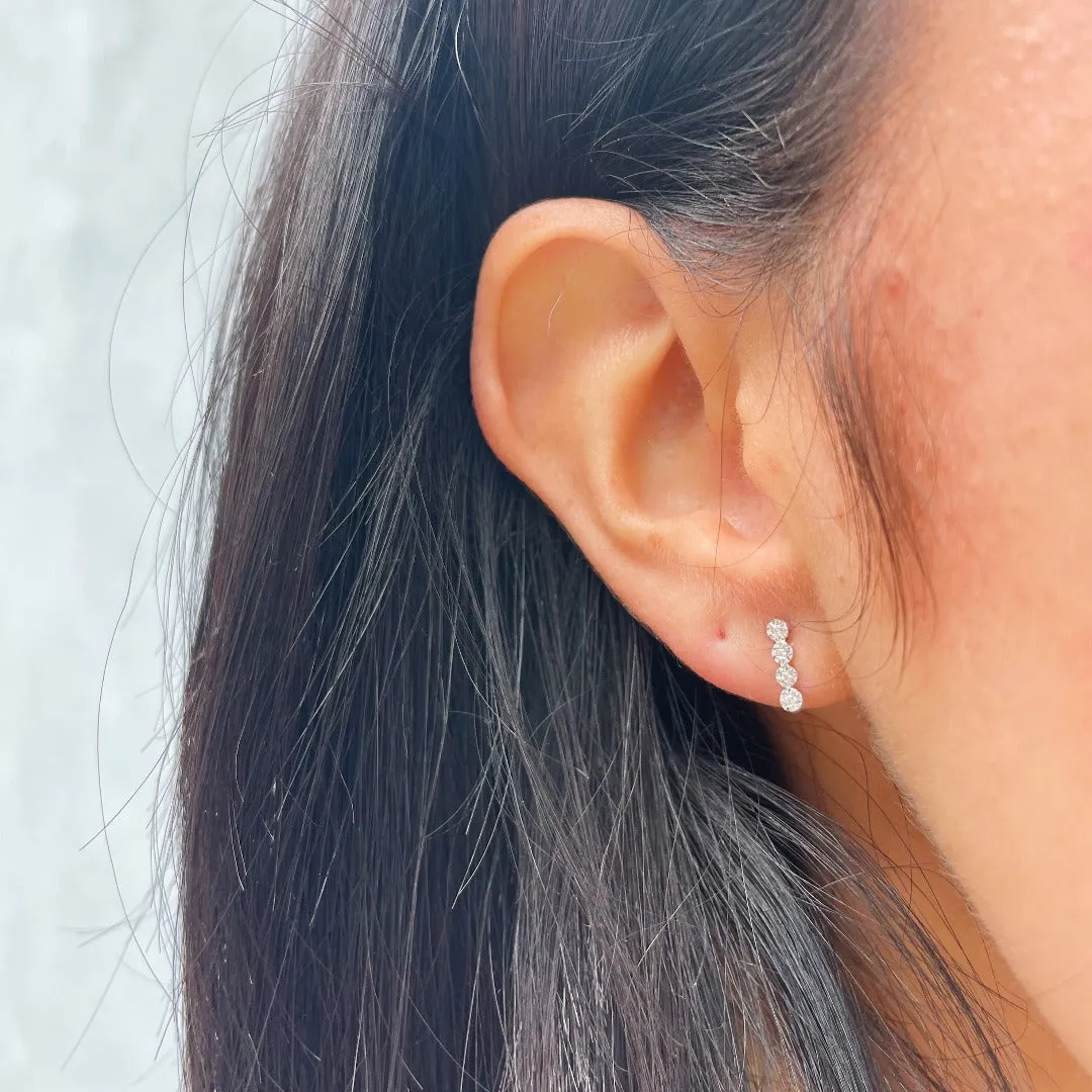Diamond Bar 14K White Gold Stud Earrings Croghans
