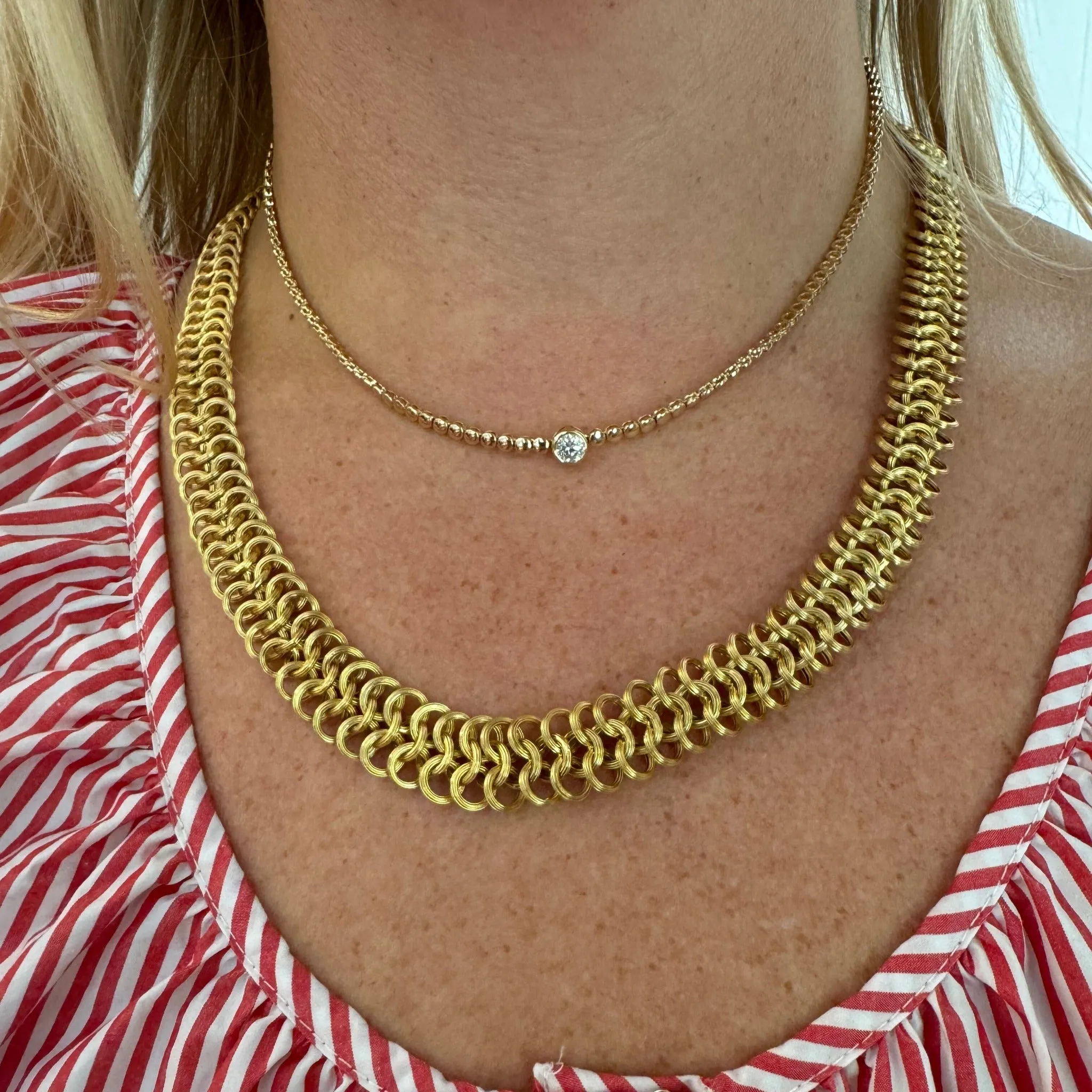 Diamond Bezel & Bead 14K Yellow Gold Tennis Necklace Croghans