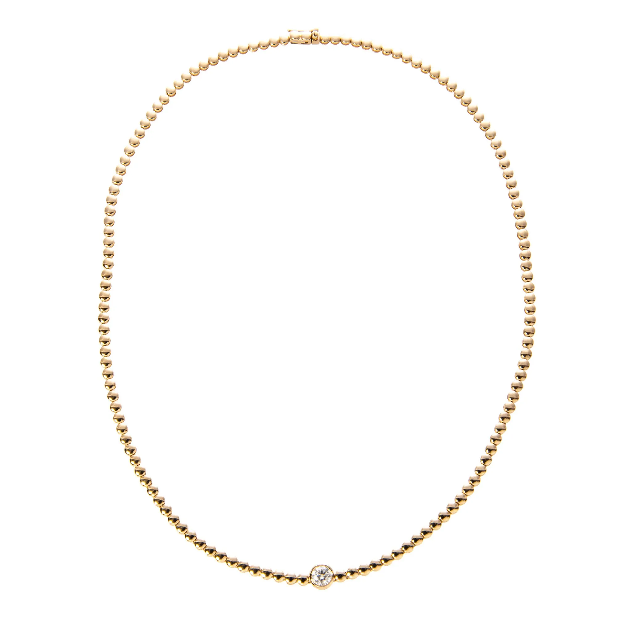 Diamond Bezel & Bead 14K Yellow Gold Tennis Necklace Croghans