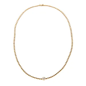 Diamond Bezel & Bead 14K Yellow Gold Tennis Necklace Croghans