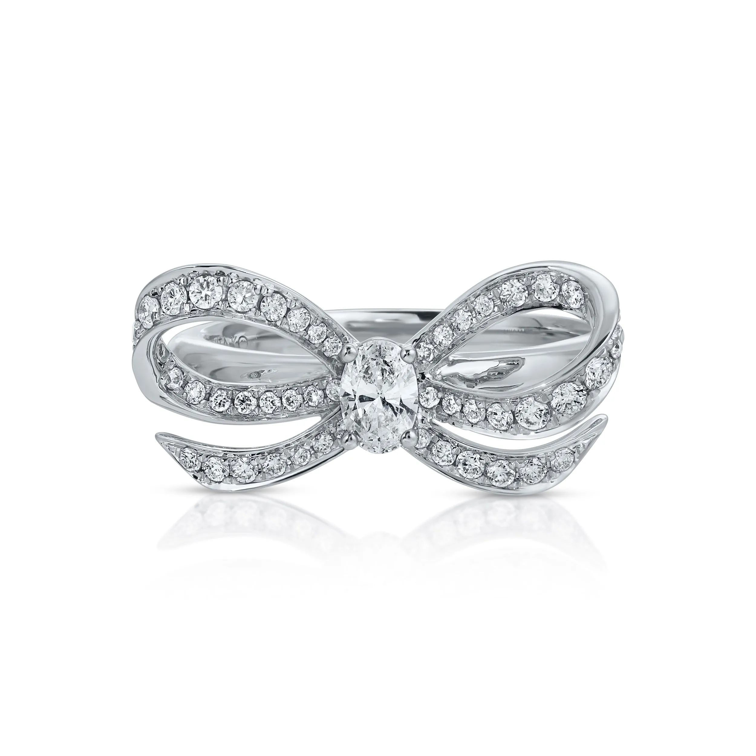 DIAMOND BOW RING WITH OVAL DIAMOND CENTER Anita Ko