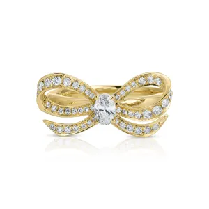 DIAMOND BOW RING WITH OVAL DIAMOND CENTER Anita Ko