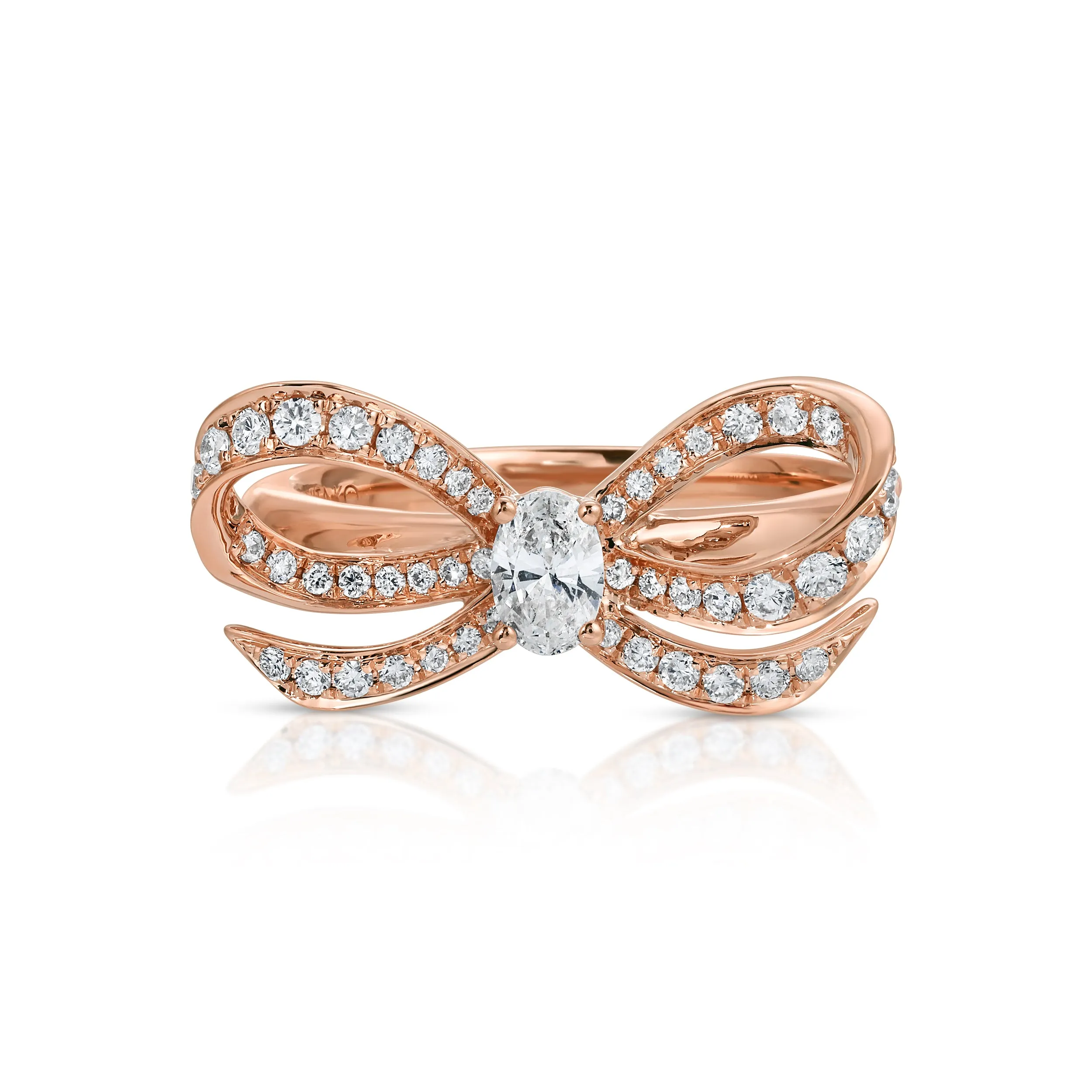 DIAMOND BOW RING WITH OVAL DIAMOND CENTER Anita Ko