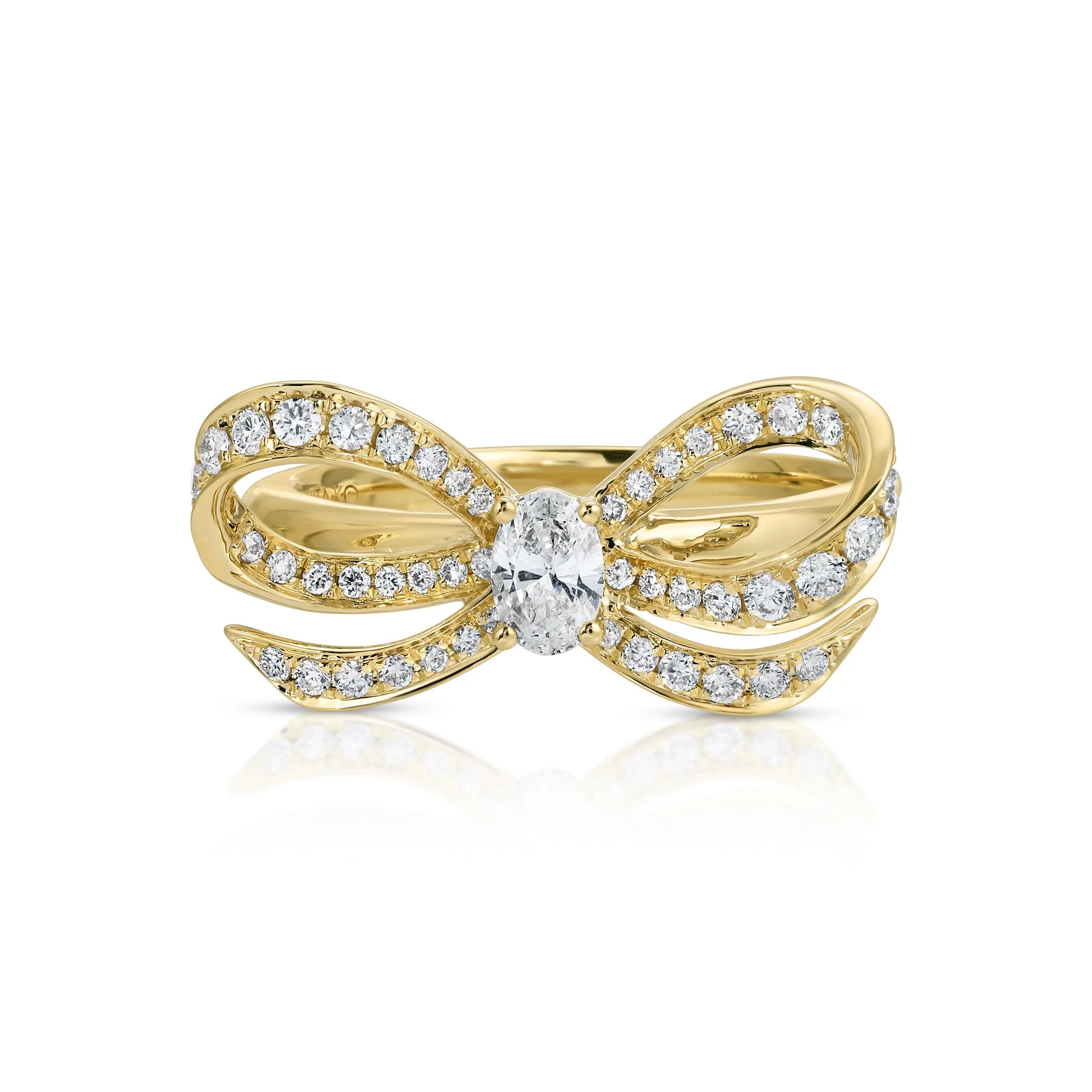 DIAMOND BOW RING WITH OVAL DIAMOND CENTER Anita Ko