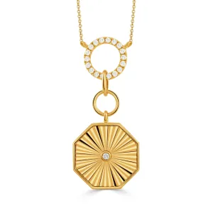Diamond Circle 18K Yellow Gold Octagon Pendant Necklace Croghans