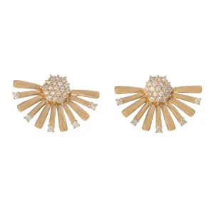 Diamond Cluster 14K Yellow Gold Fan Earrings Croghans