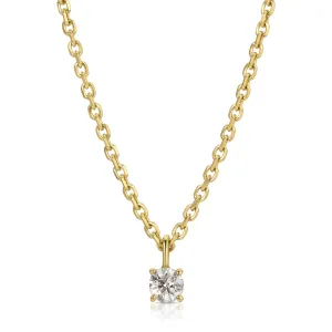 DIAMOND CUT ROLO CHAIN WITH ROUND DIAMOND PENDANT Anita Ko