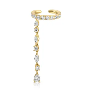 DIAMOND EAR CUFF WITH PEAR, ROUND, MARQUISE DIAMOND DROP Anita Ko