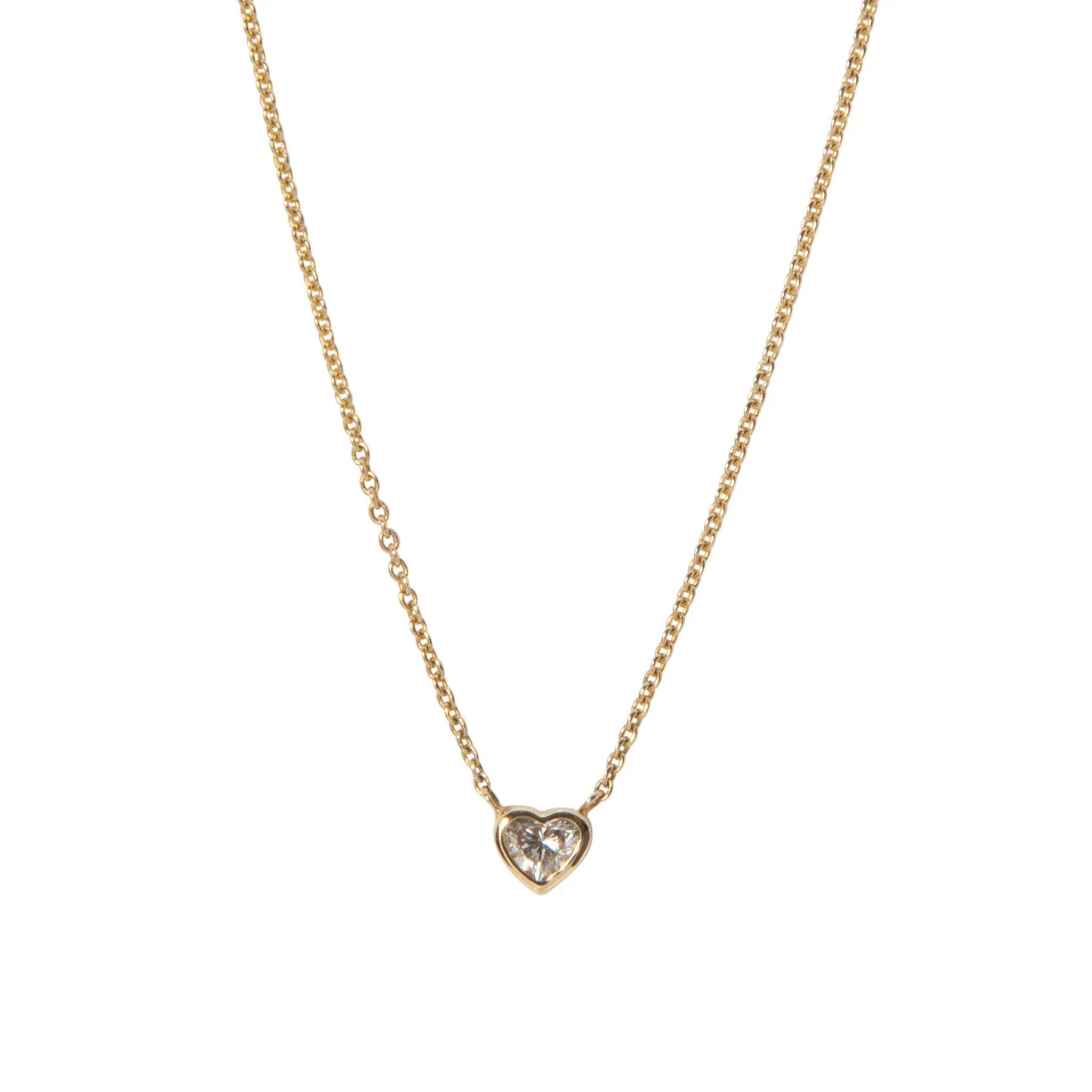 Diamond Heart Bezel Set 14K Yellow Gold Necklace Croghans
