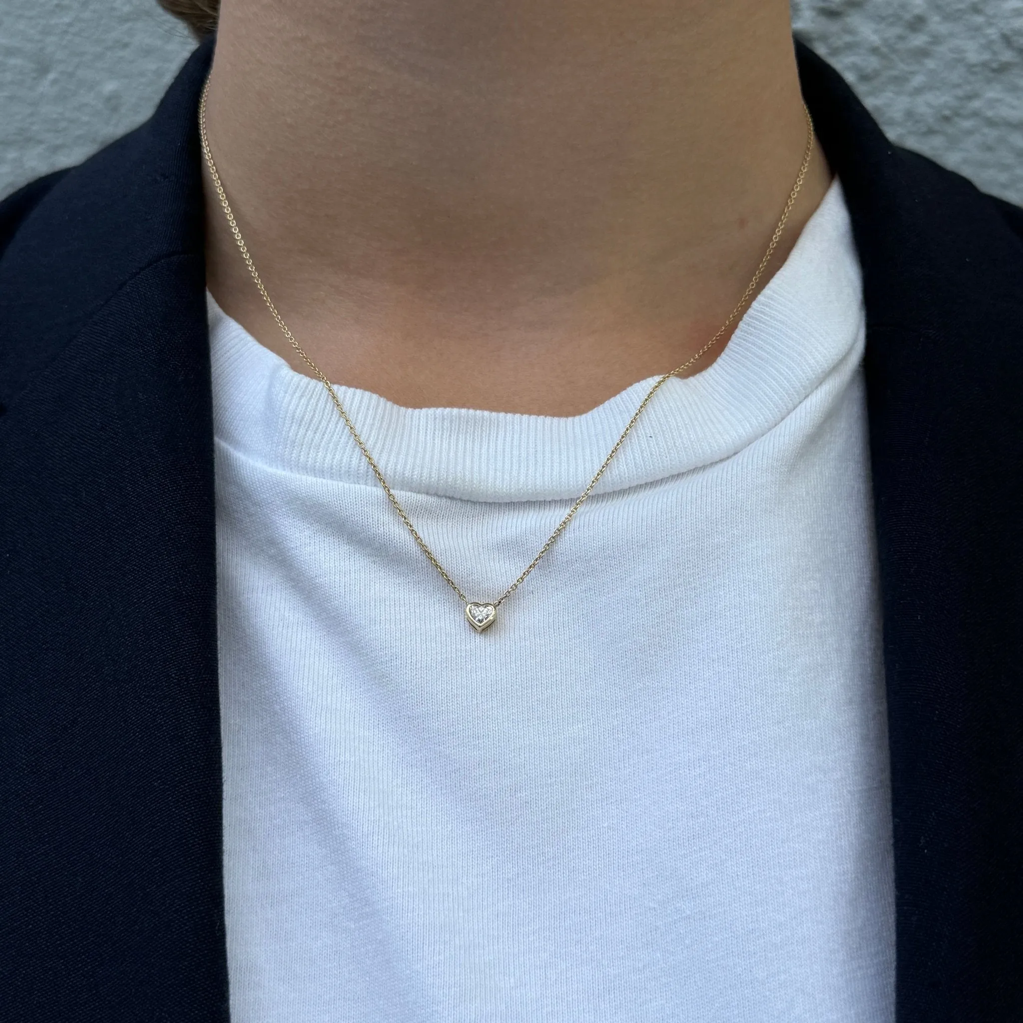 Diamond Heart Bezel Set 14K Yellow Gold Necklace Croghans