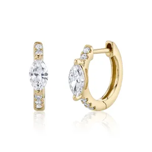DIAMOND HUGGIES WITH MARQUISE DIAMOND CENTER Anita Ko